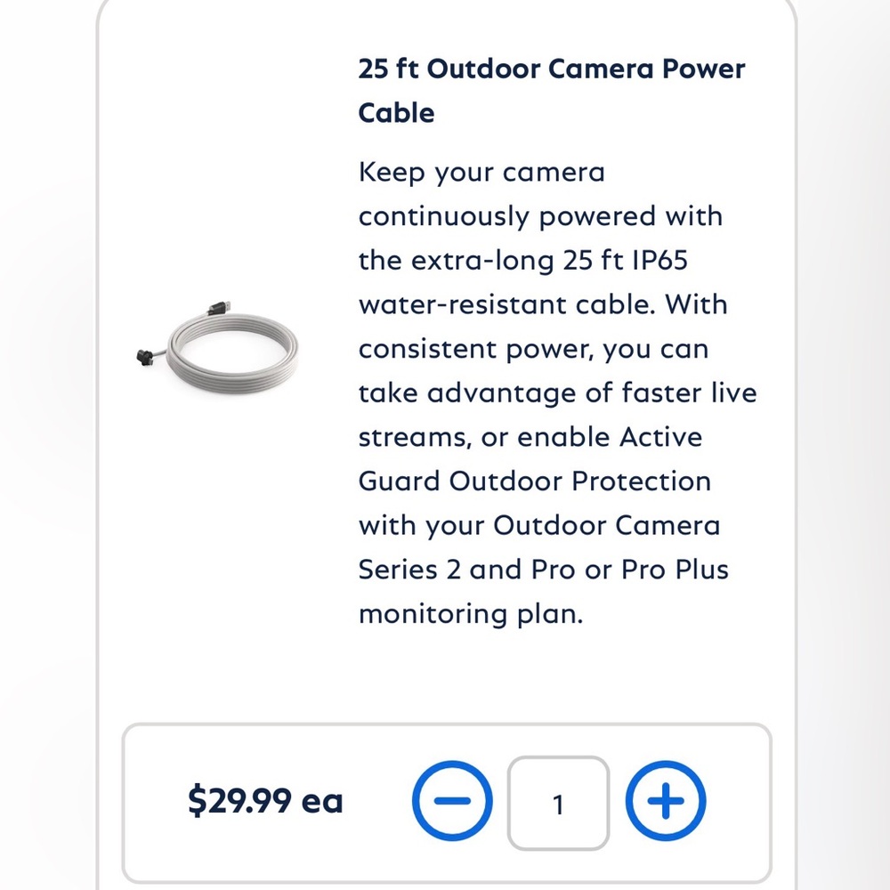 NEW IN BOX SimpliSafe Outdoor Camera Power Cable